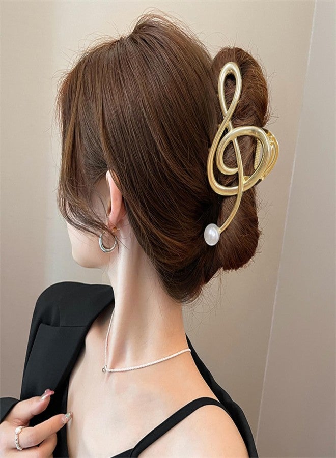 Jacnkb Music Note Hair Clips Large Metal Hair Claw Clip with Pearl Gold Musical Score Hair Claws Strong Hold Nonslip Hair Jaw Clip for Thin Thick Hair Stylish Hair Accessories for Women Girls - Image 4